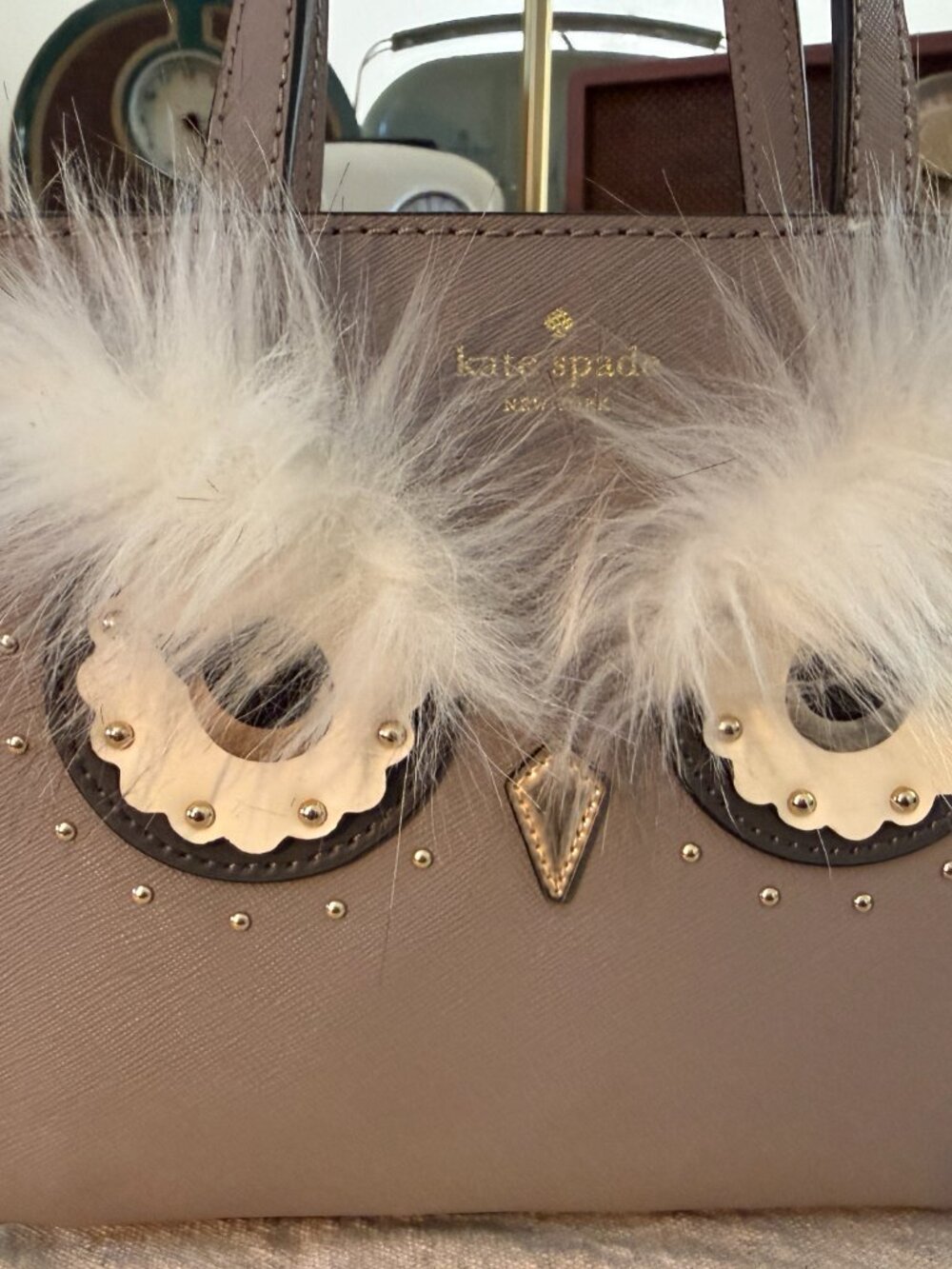 NWT Kate Spade New York Owl Mini Satchel Crossbody |Taupe Leather | Rare Novelty - Picture 4 of 9